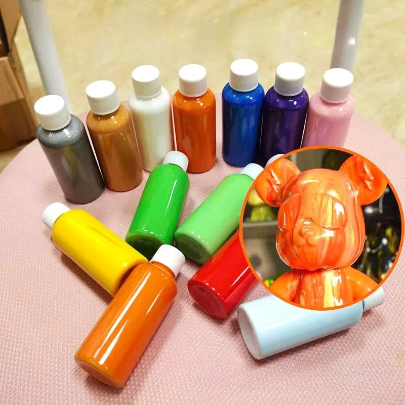 

500ML High Gloss Quick Drying Fluid Painting Acrylic Paint Handmade DIY Graffiti Fluid Bear Plaster Doll Waterproof Art Pigment