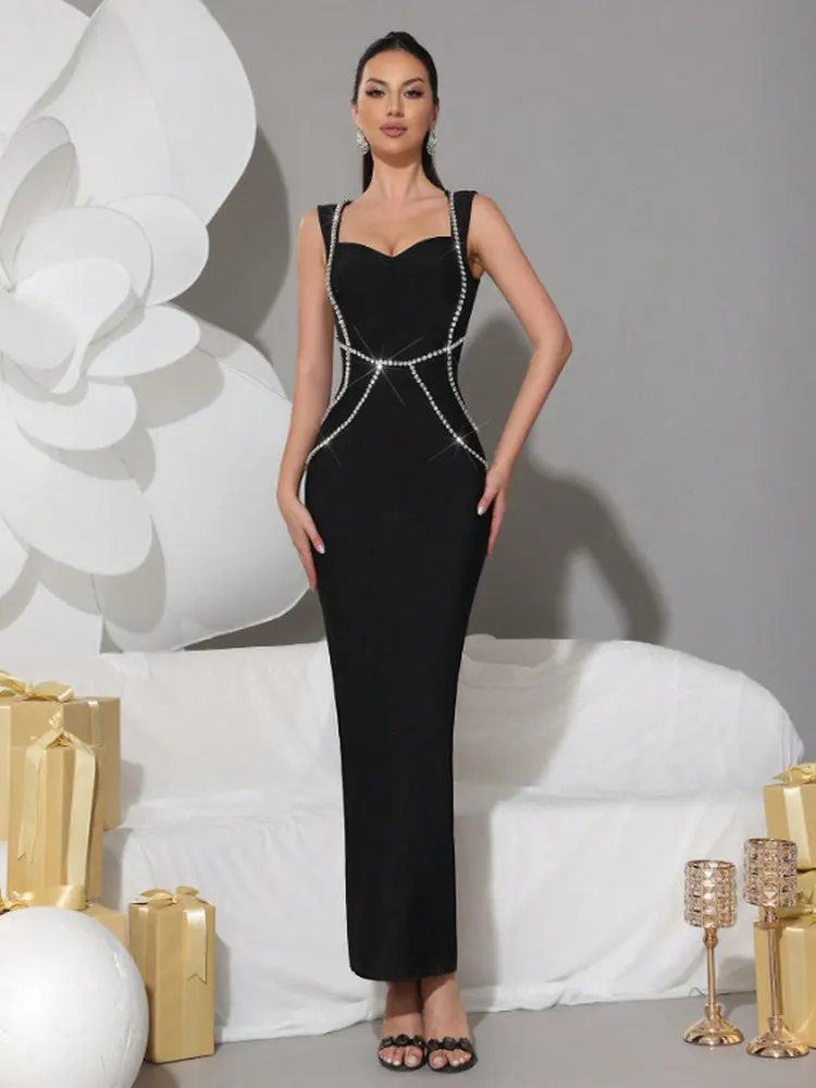 Ele Diamond Wrapped Bodycon Long Dr Faionable Stretchy Par Wedding Evening Gown Polyester Spandex Blend