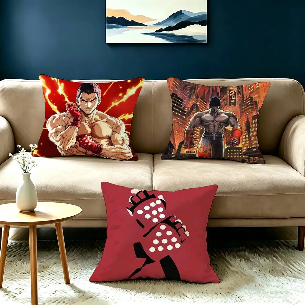 3D Fighting Game T-Tekken Square Double-Sided printed Pillow Case Bedroom Bedside Pillow Sofa Cushion Cover