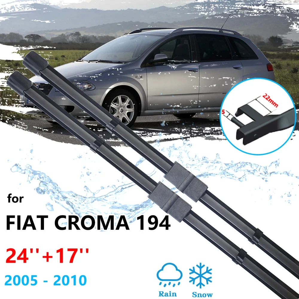 For Fiat Croma 194 MK2 2005 2006 2007 2008 2009 2010 LHD RHD Front Window Frameless Wiper Blades Rubber Cutter Auto Accessories