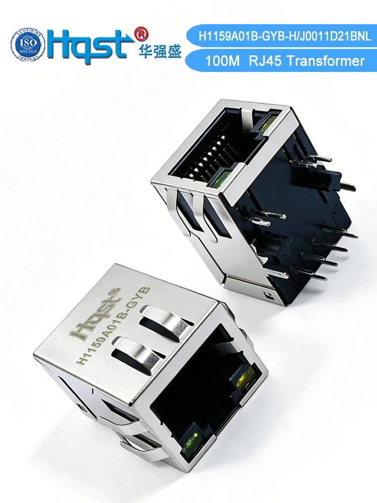 H1159A01B-GYB-H RJ45 Integrated Magnetic Jack Connector 1x1 10/100 Base-T Transformer Module Replace Pulse J0011D21BNL Source Fa
