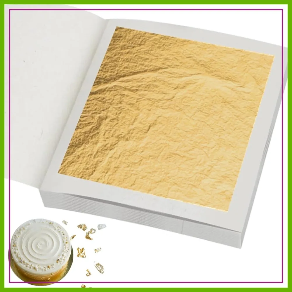 

Edible Gold Leaf Sheets, 1.7 x 1.7 in, Pack of 10 for Cakes, Desserts, Art & Craft, Face Masks, Nail Art