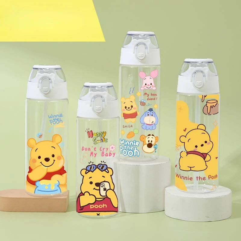 580ML Capacity Disney Winnie Bear Boys and Girls in Summer High-value Large Capacity High-temperature Resistant Straw Cup