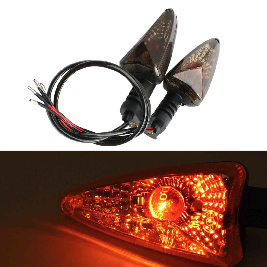 1 Pair Smoke Lens Motorcycle Turn Signal Blinker Indicator Light With Wire Fit For Triumph Daytona 675R Speed Triple R/S Tiger