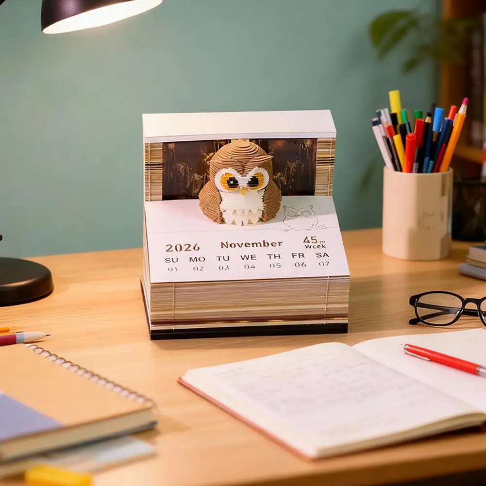 دفتر ملاحظات لاصق بزخارف تقويم النسر مع تقويم منحوت ورقي إبداعي قابل للتمزيق ومضيء على شكل وردة