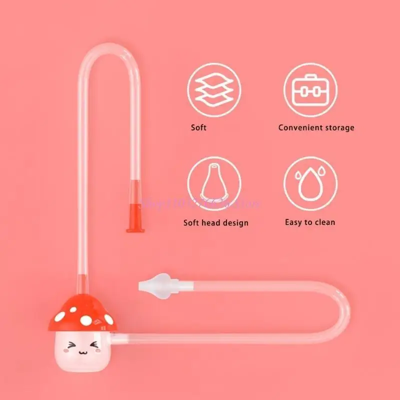 R6FD Mushroom Designs Baby Nasal Aspirator Soft Silicone Tip Infant Nose Cleaner for Gentle Newborns Nose Cleaning & Easy Grip