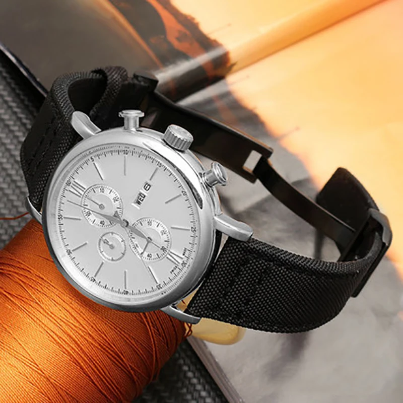 20mm 21mm 22mm Nylon + Leather Bottom Watchband For IWC Pilot Seiko Citizen BM7140 Waterproof Canvas Bracelet Strap Green Black image 6