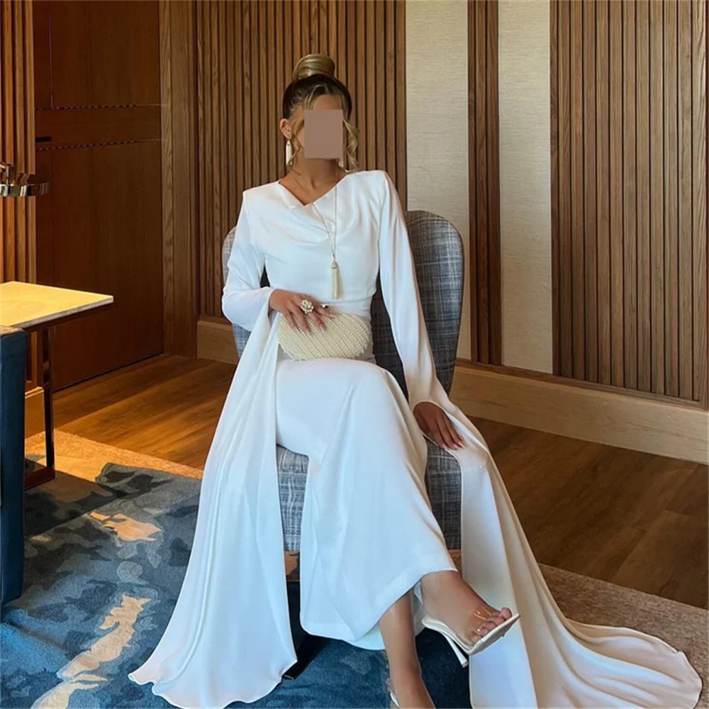 ROYET-Robe de Soirée Sirène à Manches sulfet Col Rond, Longueur au Sol, Classique, Simple, Traîne de Balayage, Nouvelle Collection 2024s4t