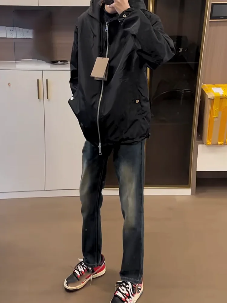 

Slim Fit Men's Deep Blue Denim Jeans Fashionable Washed Retro Straight Leg Pants Cool And Stylish Long Trousers for All Seasons