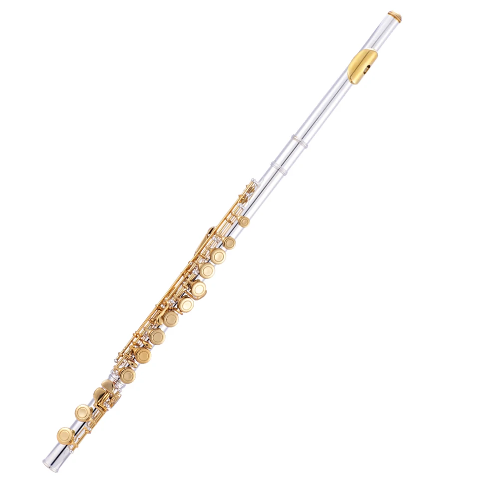 16‑Hole Gold‑Plated Keys Gold‑Plated Body Flute Woodwind Musical Instrument for Student Home Practice Band Rehearsal Performance