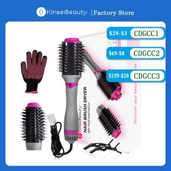 Image Kinseibeauty 4 In 1 Hair Dryer Brush Hot Air Hair Styling Brush Negative Iron Generator Curling Combair Straight hair comb