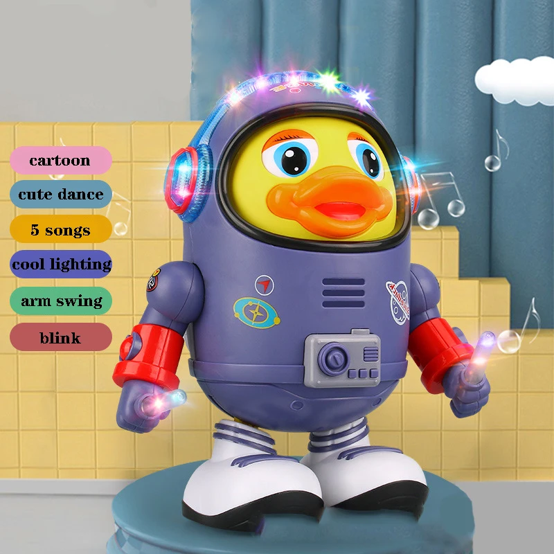 Children\'s Space Duck Dancing Robot with Light Music Cartoon Funny Walking Musical Educational Toys Christmas Gifts for Boy Girl