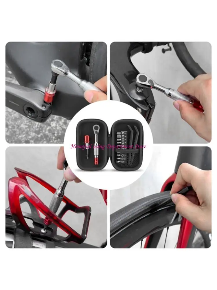 

Portable Cycling Repair Tool 14Pcs Ratchet Wrench Tire Lever with Storage Bag