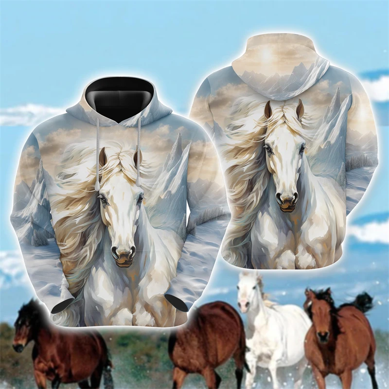 Animal Horse 3D Print Hoodies Spring Men Women Casual Fashion Oversized Sweatshirts Hoodie Male Pullovers Tracksuit Man Clothing