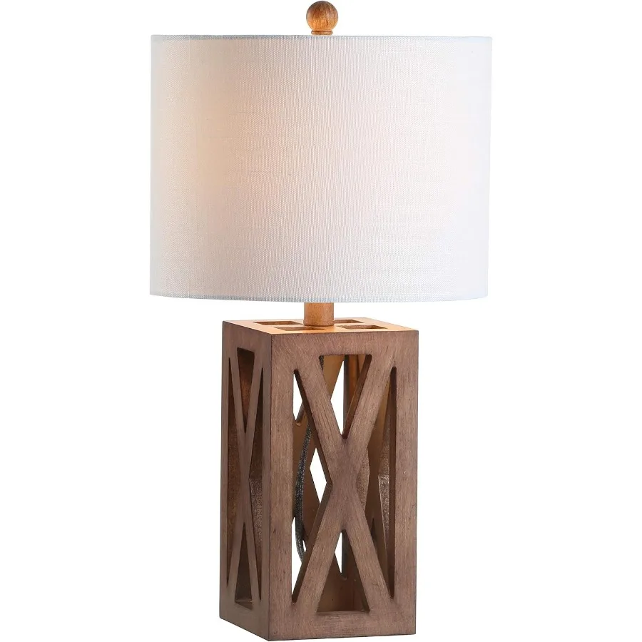 

JYL1062A Stewart 21,5 "деревянная светодиодная настольная лампа, промышленная французская деревенская прикроватная тумбочка, лампа для спальни, гостиной