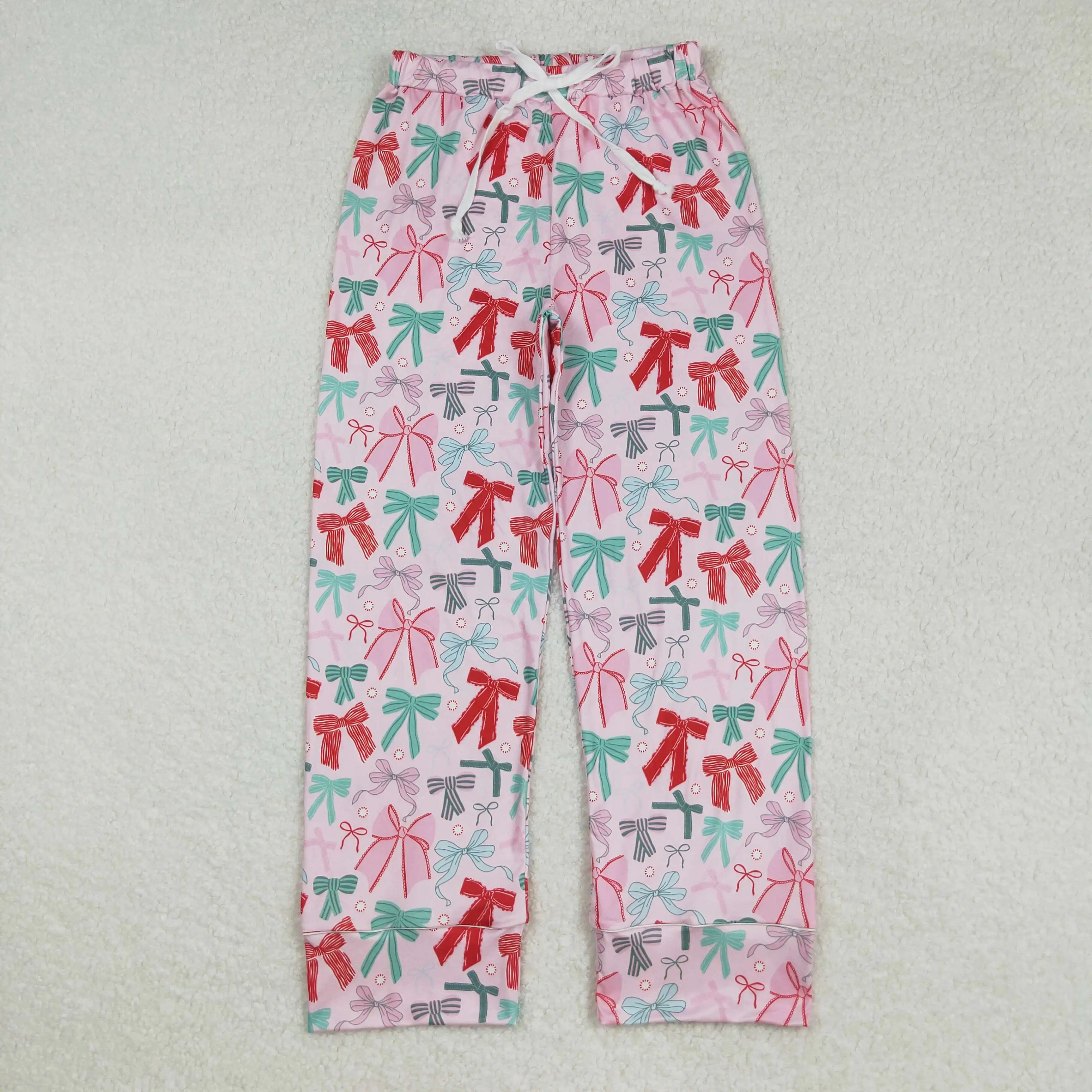 

Adult Women's Colorful Bows Flame Sleepwear Pants Pink Christmas Theme Fun Printed Lounge Trousers for Ladies