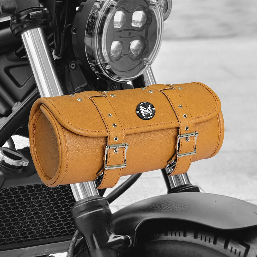 Motorcycle Head and Tail Hanging Bag PU Edge Bag Retro Modified Strap Fixed Electric Rider Bag