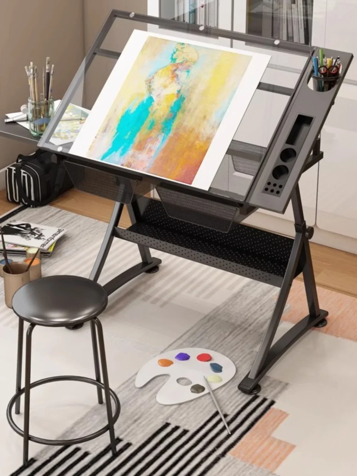 Glass drawing table Lifting Angle-adjustable Painting Table Desk Oil Painting Art Painting Design Architect