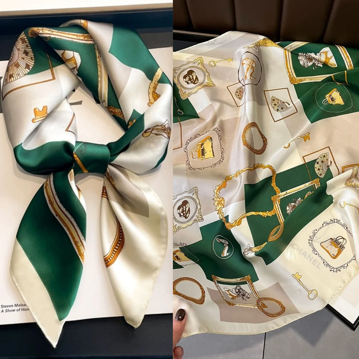 

2025 Luxury Designer Silk Square Scarf Women Satin Floral Print Hjiab Shawl Neckerchief Smooth Scarves Bandana Wrap Foulard
