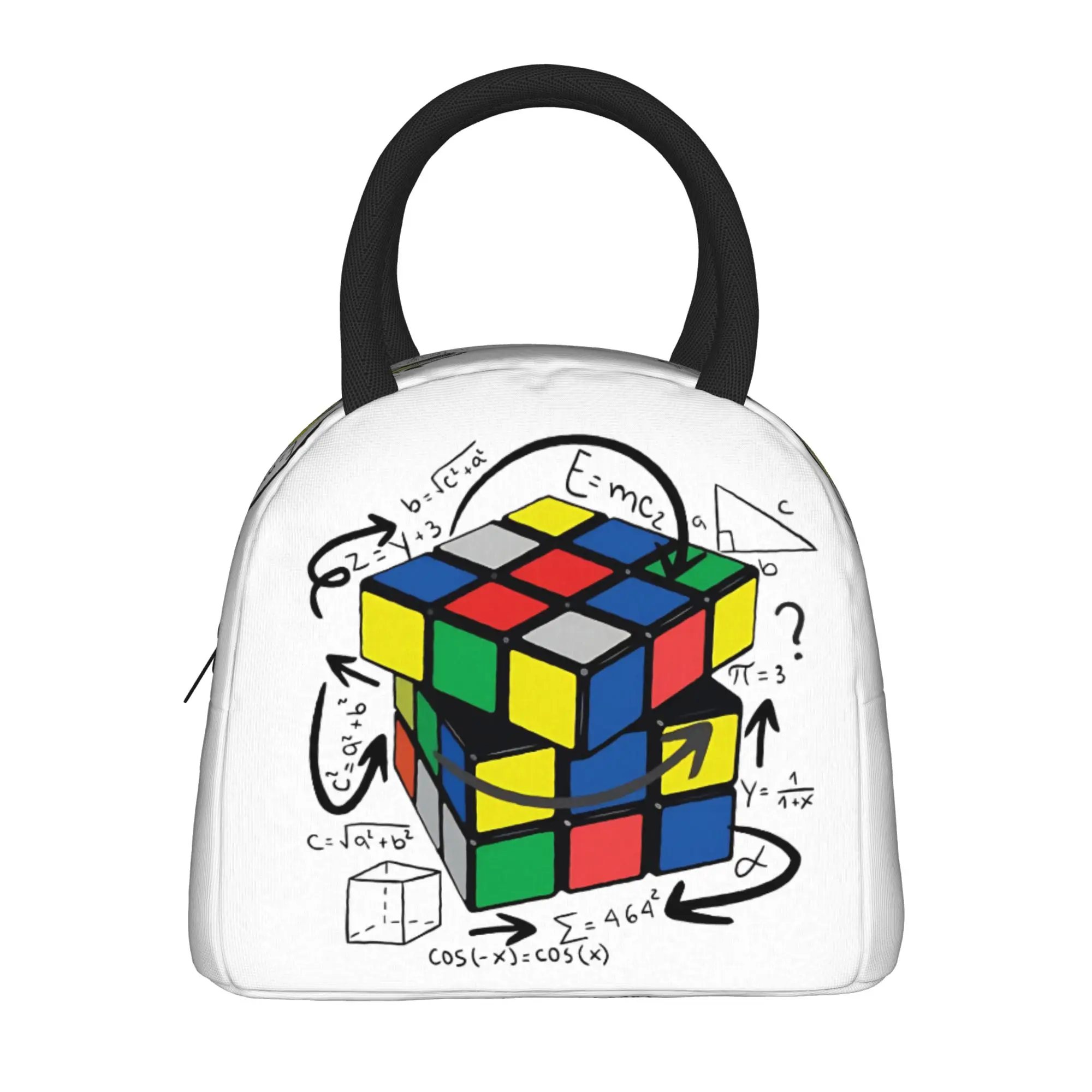 Math Rubiks Player Cube Lunch Bag  Portable Insulated Lunch Box Child Picnic Print Cooler Bag Oxford Thermal Tote Handbags