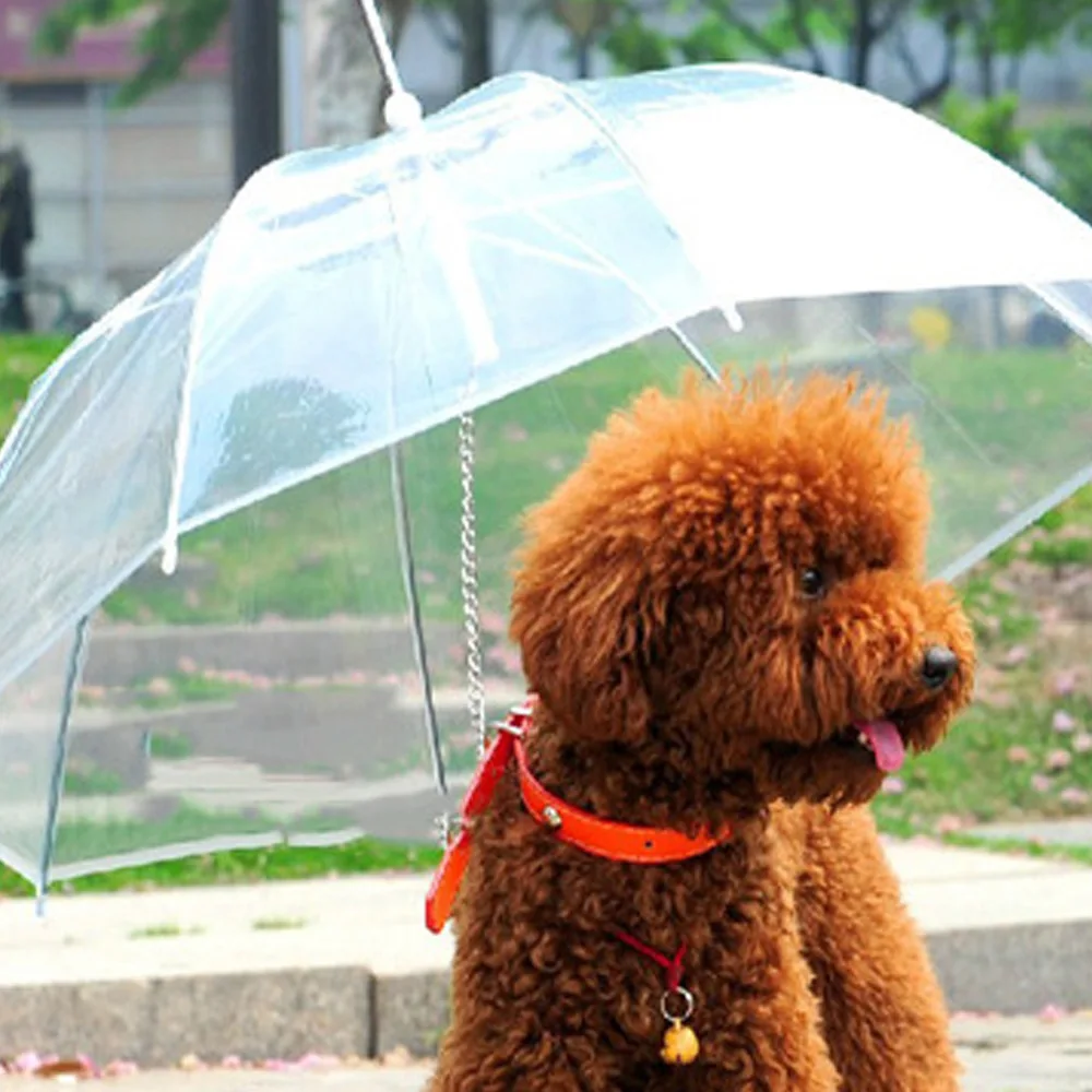 Dog Walking Umbrella Transparent Waterproof Wet Proof Dog Leash Dog Coat Pet Supplies  Dog Travel Accessories