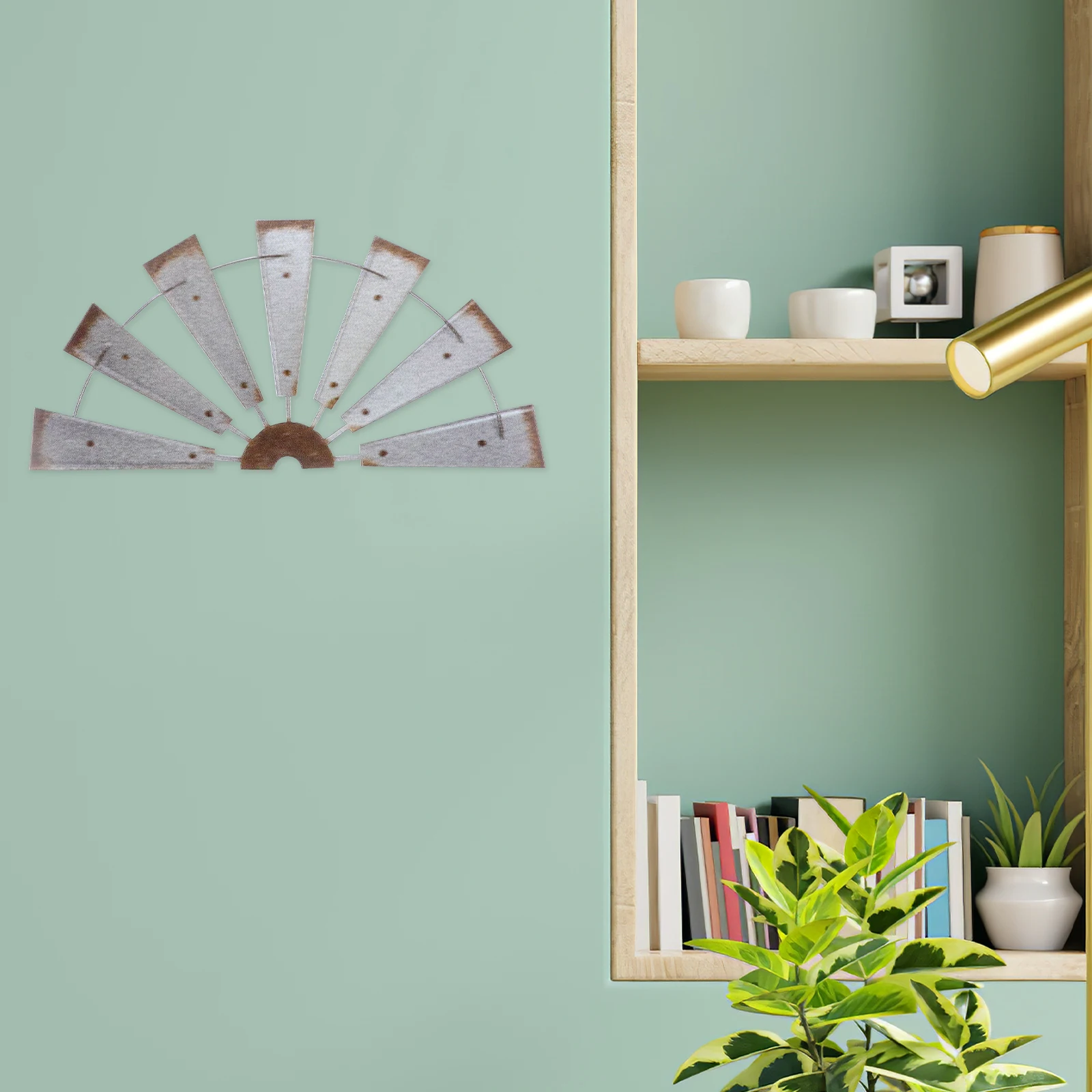 

Metal Half-windmill Decoration 380x190mm Vintage Wall Art Rustic Farmhouse Decor Indoor Coffee Shop Studio Adornment