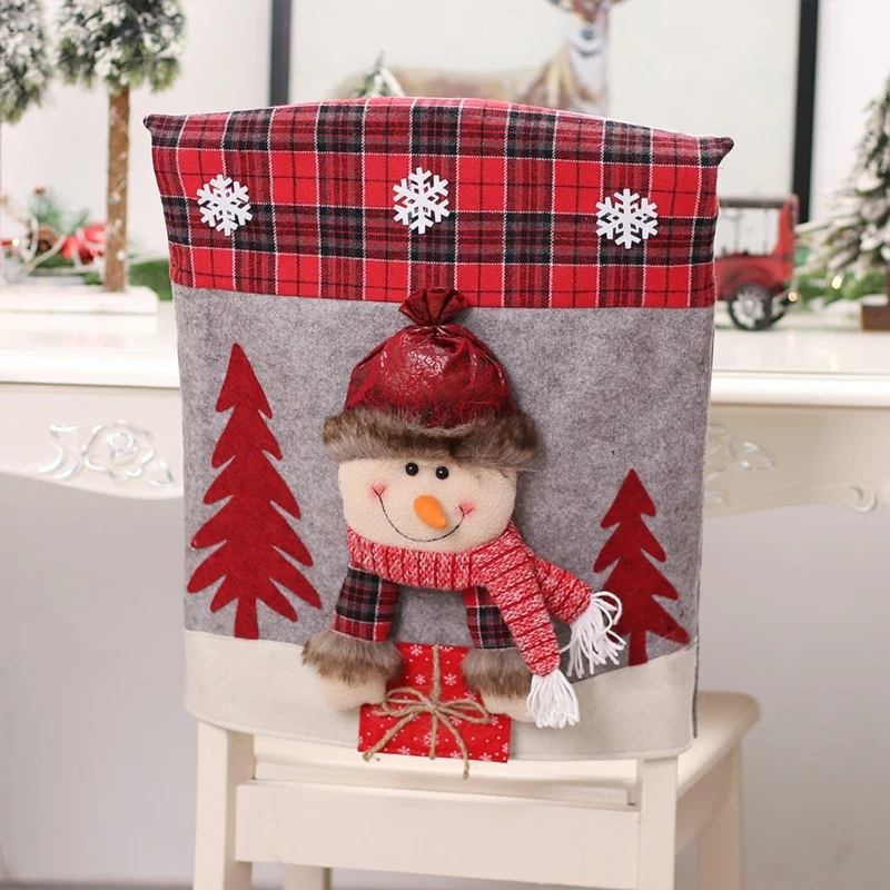 Funda para silla Navidad, para hogar, funda para asiento para silla, decoración Año Nuevo para fiesta
