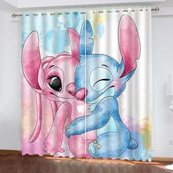 Rideau de dessin animé Disney Stitch, cloison, 100% polyester, décorations de chambre à coucher, rideaux de chambre, tentures de fenêtre de taille multiple, maison