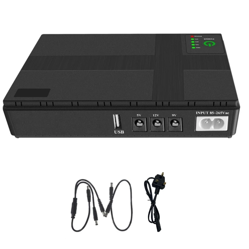 Mini fonte alimentação backup bateria UPS 10400mAh 5V/9V/12V para lâmpada LED roteador WiFi