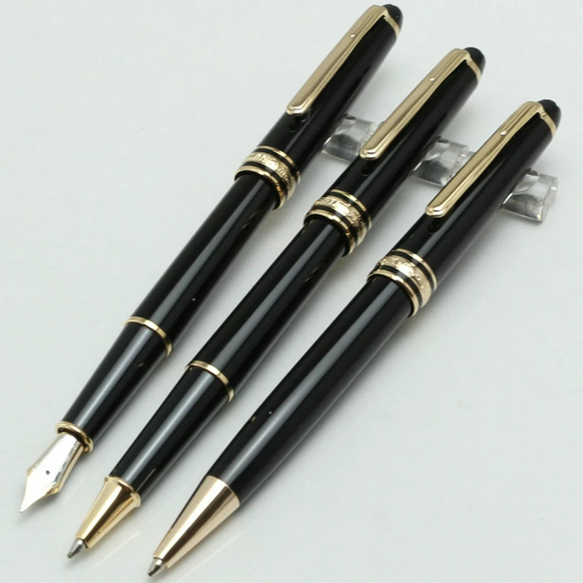 Stylo à bille de luxe MB Meister Monte Ultra Black, stylos à bille roulants d\'affaires, écriture, incrustation, série numéro 163/145, haute qualité