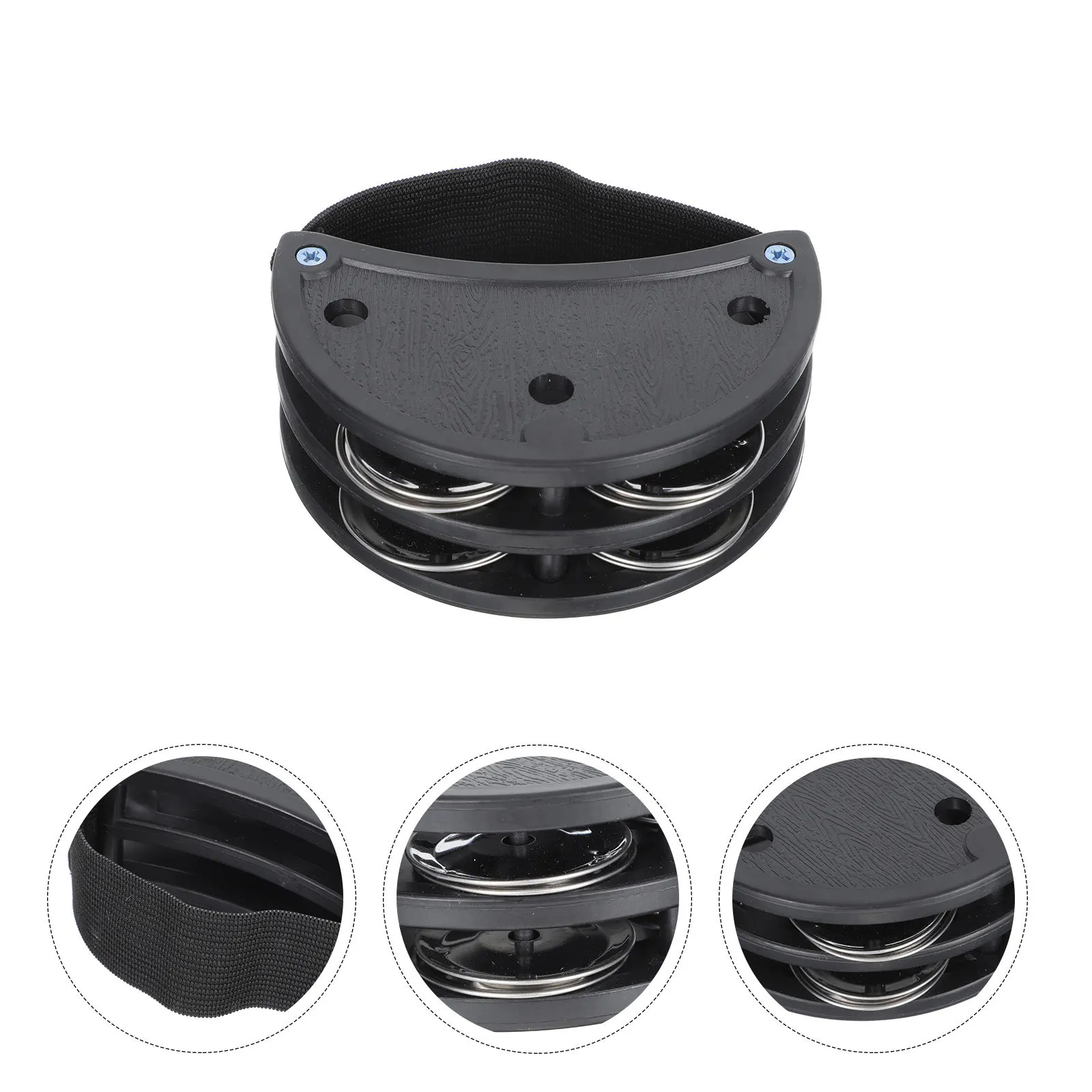 

Half Moon Foot Tambourines Adjustable Strap Durable Metal Foot Bell Percussion Instrument Lightweight Portable Performance Cheer