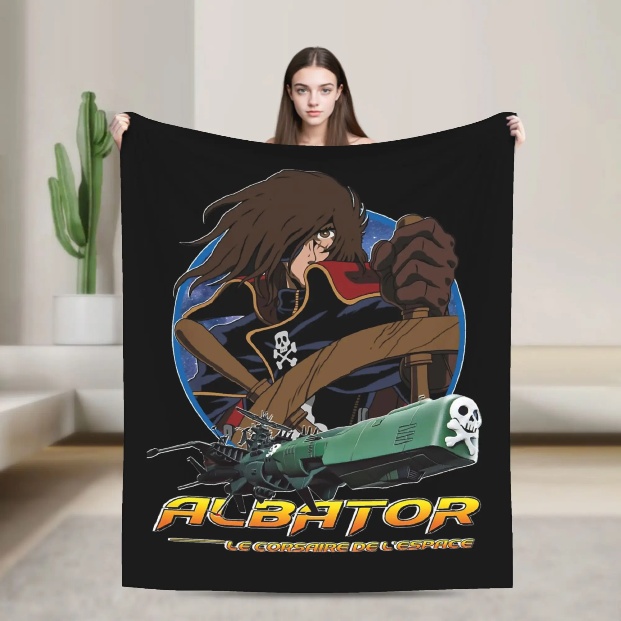 Space Pirate Captain Harlock Albator Blanket Velvet Autumn/Winter  Portable Ultra-Soft Throw Blanket for Bed Travel Bedspread