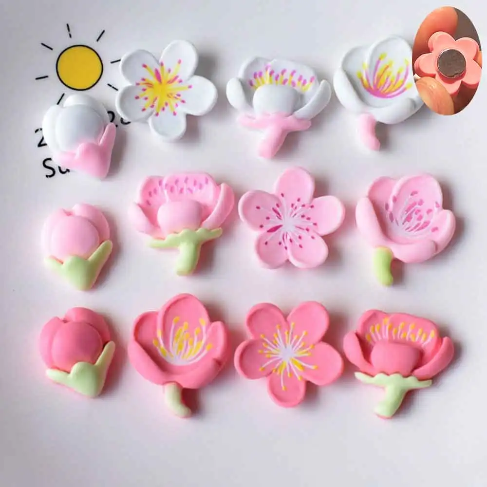 12PCS DIY Refrigerator Magnet Peach BlossomCherry Magnets Nordic Personalized Home Decor Whiteboard Photo Message Board Home