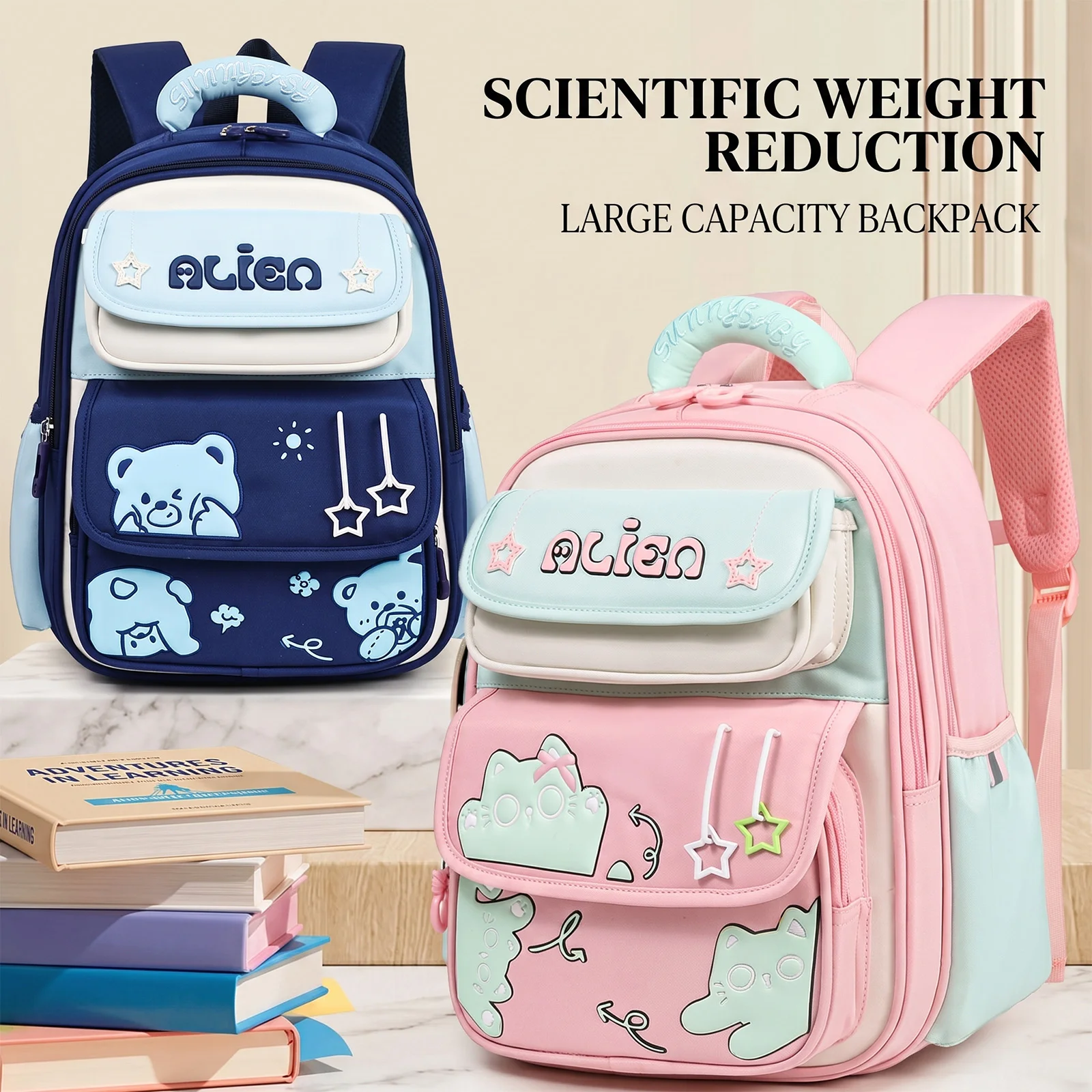 Backpack for Girls Grades 3-6,Stylish Schoolbag for Elementary Middle School Student,Trendy Backpack with Padded Shoulder Straps