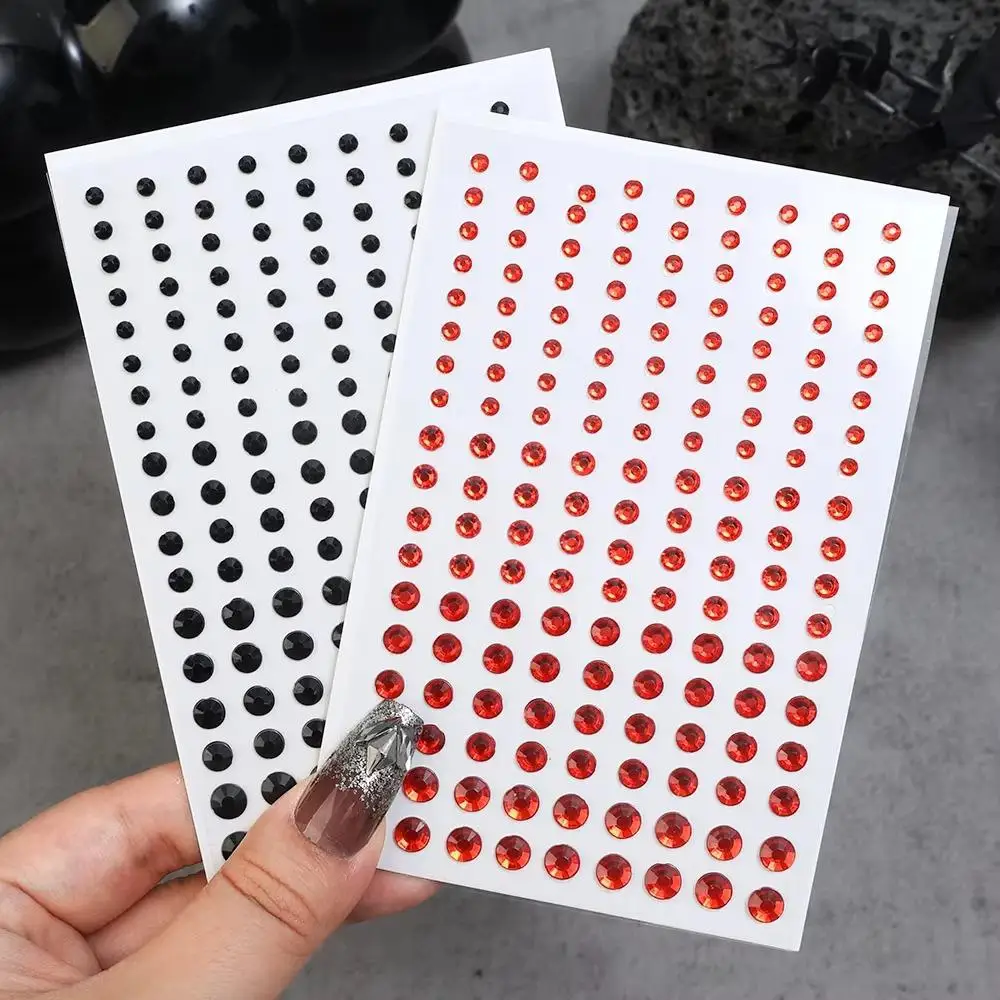 Black Red Spider Face Makeup Jewels Acrylic Temporary Tattoo Self Adhesive Eyes Gems Stickers DIY Body Art Rhinestone Decoration