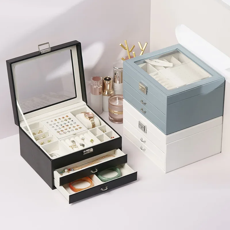 Senior European Princess Large Capacity Jewelry Storage Box Window Multi-layer Accessories Box