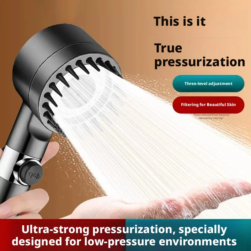 3-Speed Shower Head Supercharged Shower Head Bathroom Home Shower Shower Head Massage Shower Head One-Button Switch Shower Head