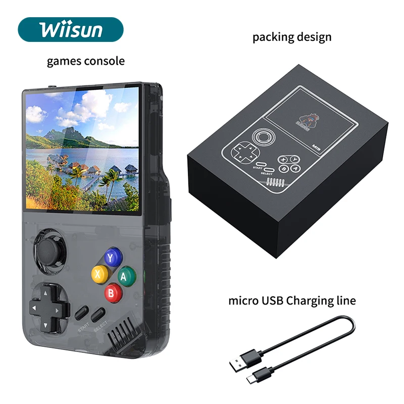 S  M19 Handheld Game Console 3.5 Inch Screen 64GB 128GB 30000+ Games HD TV Output Portable Video Game Console R36S