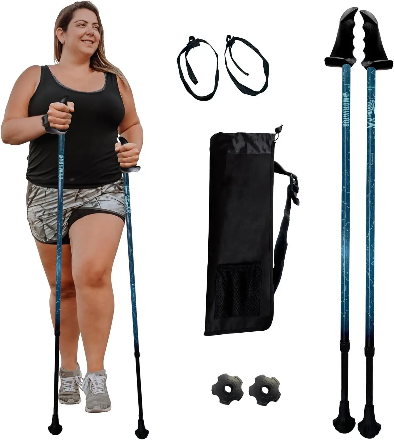 

Heavy Duty Walking Poles for Balance & Rehab, Adjustable 4-7 ft, Supports 500lbs, Push Button Locks, Detachable Feet, Travel Bag