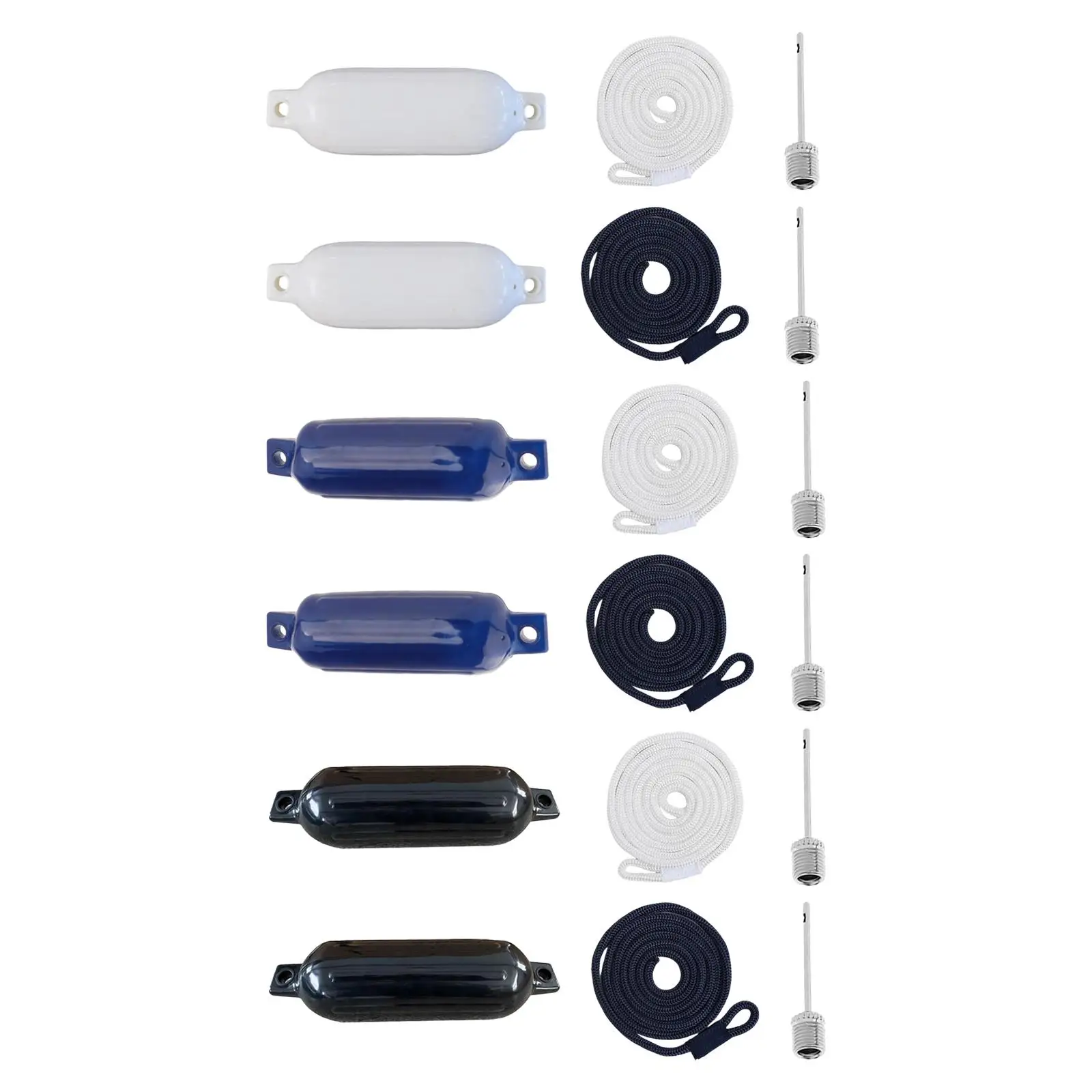 مصدات القارب البحرية القابلة للنفخ مقاس 4 × 16 بوصة مع مرساة حبل بطول 1.5 متر #2