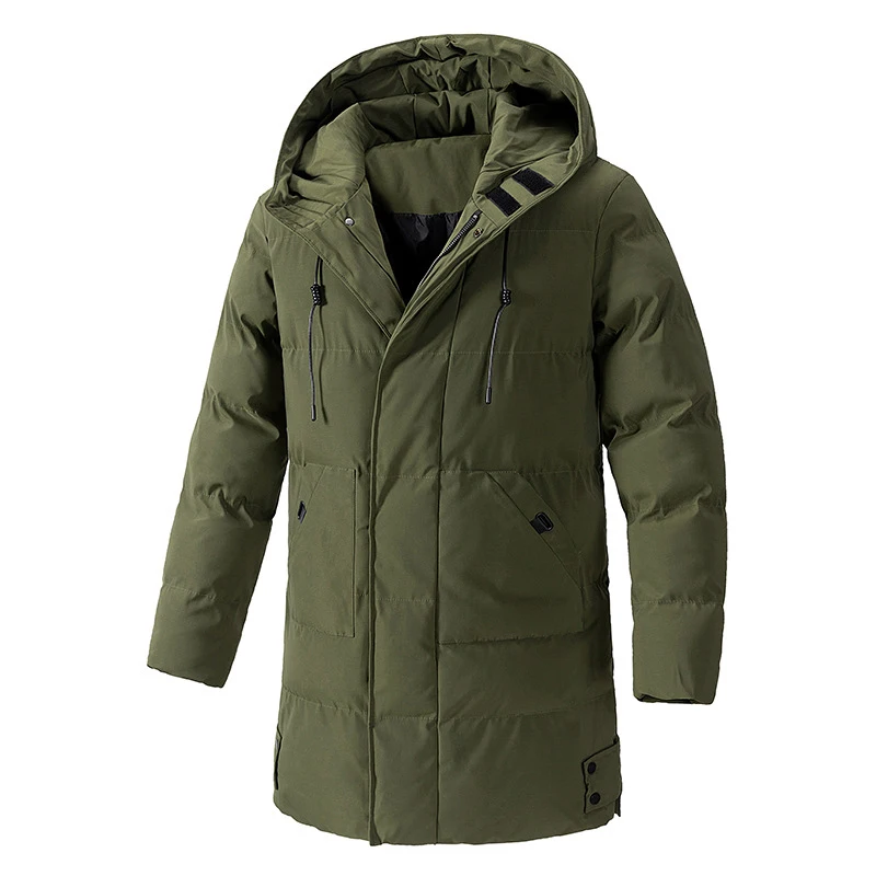 Winter Heren Warme Gewatteerde Jassen Mode Mannen Katoenen Dikke Halverwege Lange Capuchon Parka 'S Mannen Windjack Thermische Donzen Kleding 8xl