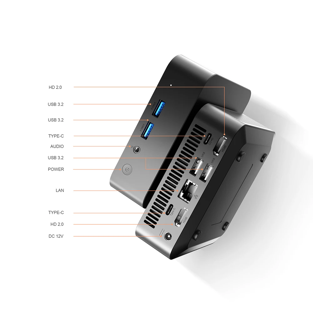 Chatreey Mini PC T9 N100 WIFI5 Windows 11 Ultra Small Pocket Computer Dual SSD Full Function Type-C 4K 60Hz RGB Output