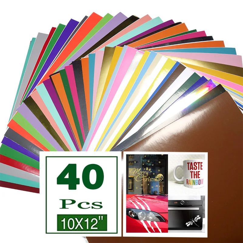 

40 Pcs Set Premium Adhesive Craft Outdoor Vinyl for Lettering Film Cup Glass Decal Sticker Xmas Card DIY Self-adhesive Film