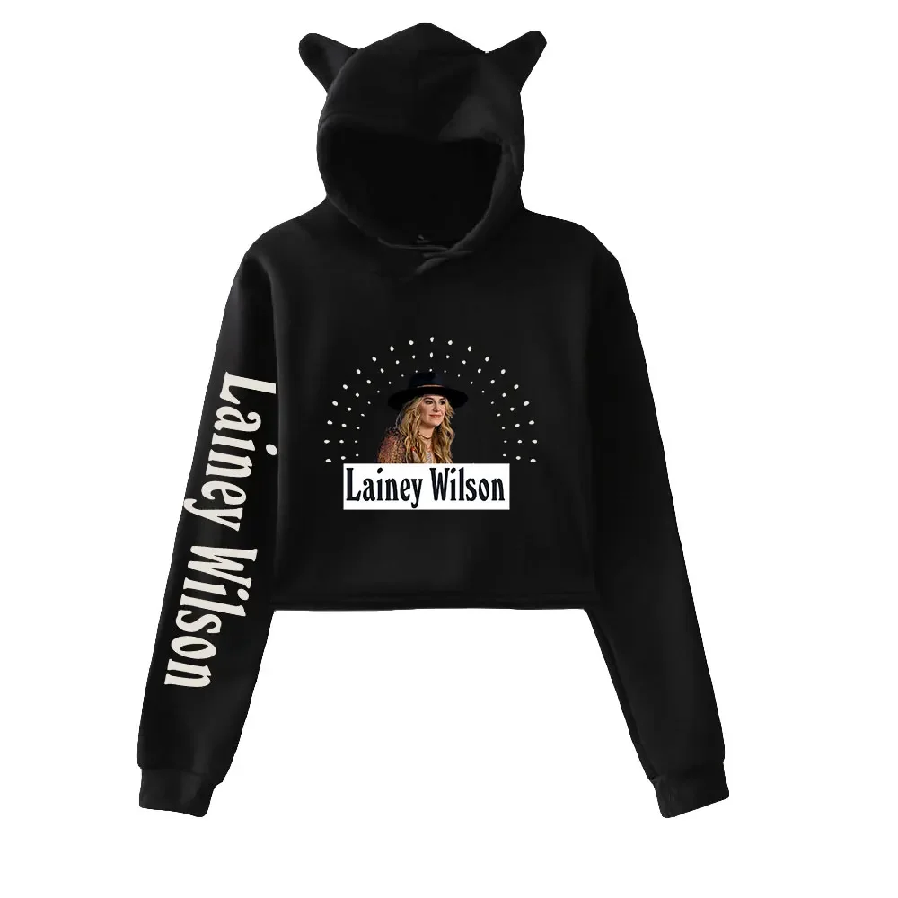 

Lainey Wilson Merch Crop Top Hoodie for Teen Girls Streetwear Hip Hop Kawaii Cat Ear Harajuku Cropped Sweatshirt Pullover Tops