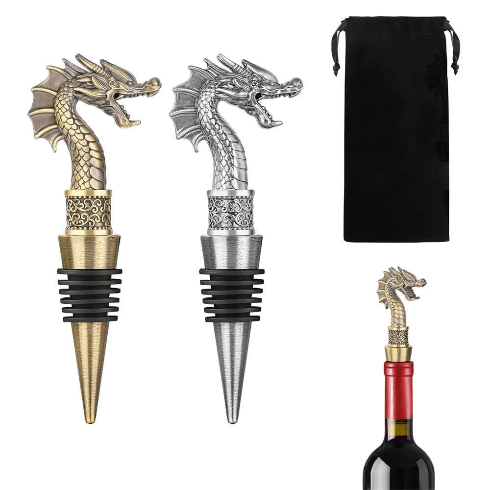 Dragon Wine Bottle Stoppers Beer Opener Retro Bronze/Grey Black Metal Wine Stoppers Charm Wine Gift Wine Saver