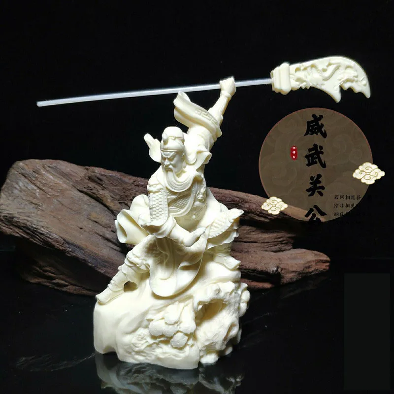 Ivory Fruit Carving Guangong Statue, Garan Bodhisattva, Wu Caishen Buddha Statue, fortune calling, Home Decoration