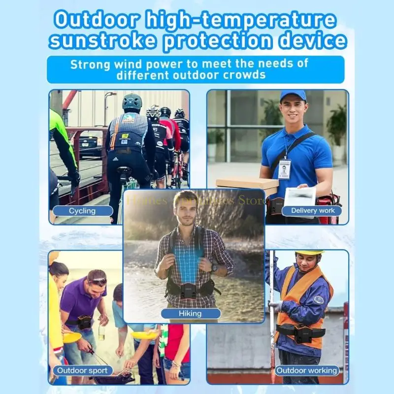 Ventilador cintura cintura recargable D0AB ABS ABS Ciruladores USB ventilador cintura sin mano para acampar