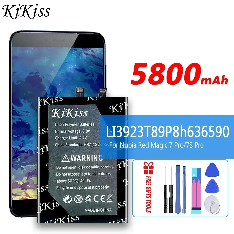 5800mAh KiKiss Powerful Battery LI3923T89P8h636590 For ZTE Nubia Red Magic 7/7S Pro NX709J NX709S magic7 pro