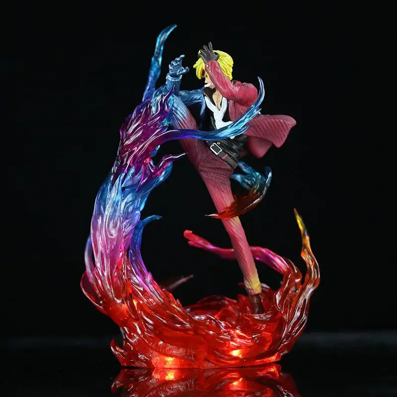 One Piece Statue Anime Figure Jacksdo Devil Wind Leg Vinsmoke Sanji Luminous Figure Collection Model Desktop Decoration Gift