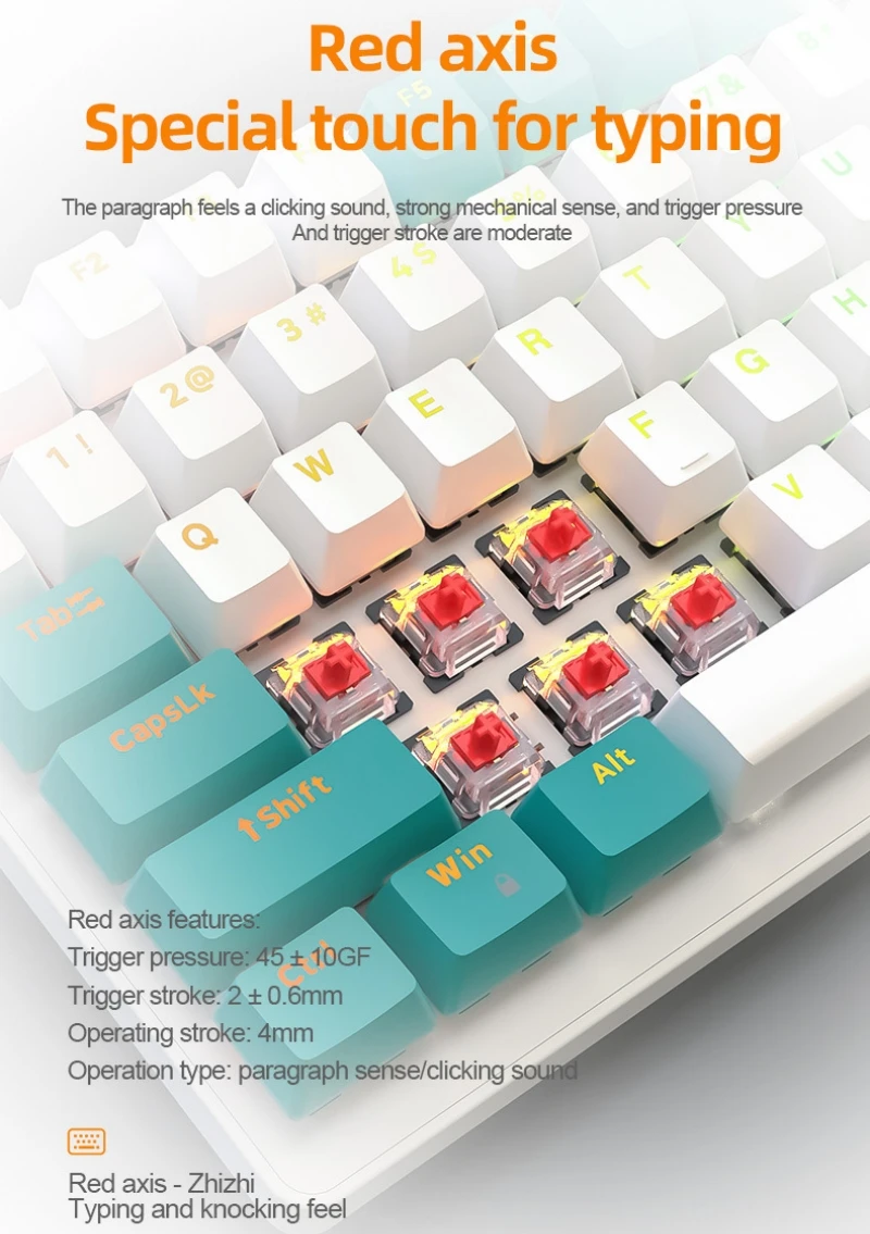 Mechanical Keyboard Wireless Keyboard Hot Swap 100 Keys 100% Layout Spanish Russian Korean Arabic Bluetooth Connect RGB Light K6